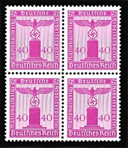 GE 40 PF. 1942 Official Nazi Emblem Stamp Block